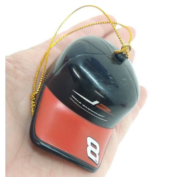 Dale Earnhardt Jr #8 Christmas Ornament Plastic Baseball Hat Miniature Red Black - Picture 1 of 16